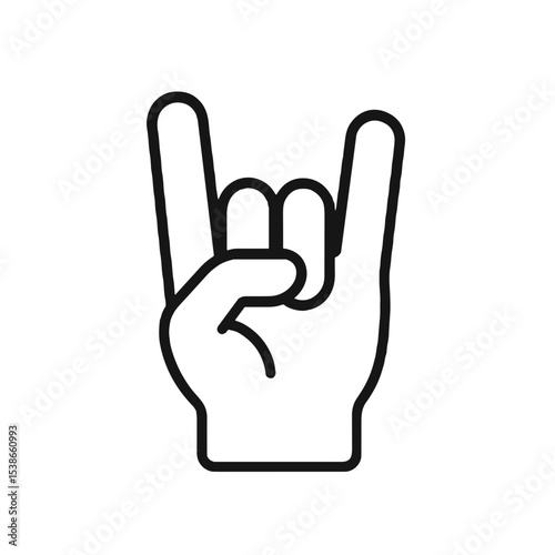 Hand making rock gesture line icon on white background