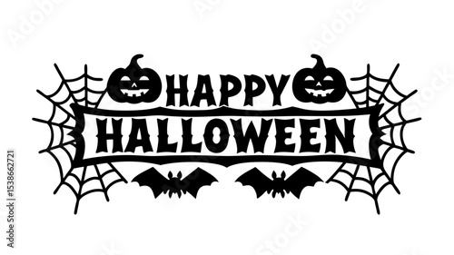 Happy Halloween vector lettering. Handwritten text design. Vector on white background