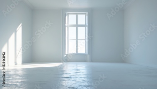 Vacant room featuring a window and completely white walls. No one present inside.