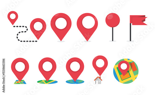 Bundle isolated icon of a map location marker, symbolizing places, checkpoints, routes, navigation, home position, and geographic reference.