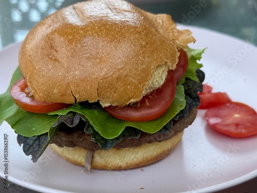 Delicious Hamburger with tomato and salat 