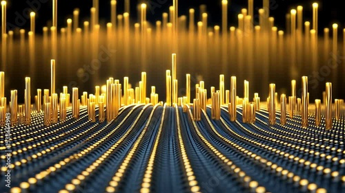 Futuristic glowing lines on digital circuit field
