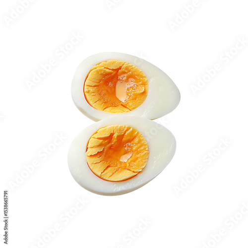 Half-Boiled Egg with Runny Yolk and Smooth White Isolated on Transparent Background, png