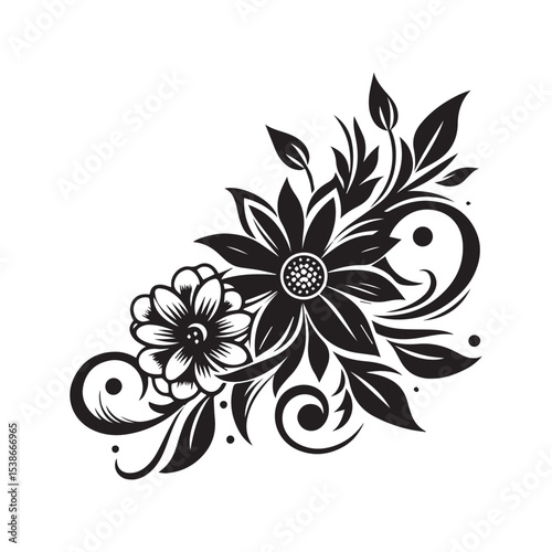 flower silhouette, editable vector image