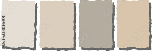 Four torn paper squares in neutral earth tones beige brown and gray color palette