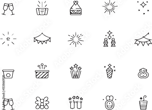 Celebrating Moments with Iconography: A collection of minimalist icons that encapsulate the essence of celebratory events. conveying the festive spirit through simplicity and design.