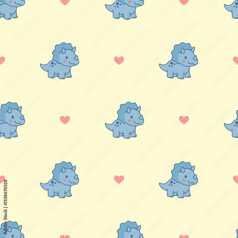 Fototapeta premium seamless pattern with cute triceratops