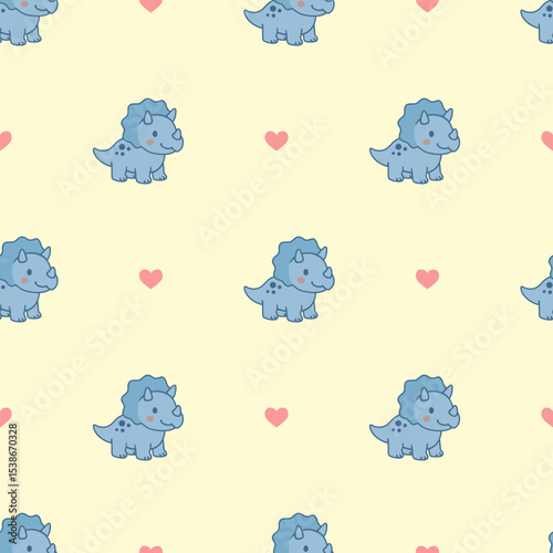 seamless pattern with cute triceratops