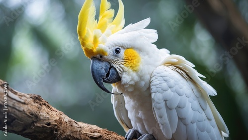 Eleonora cockatoo - Cacatua galerita eleonora, stunning white parrot native to the Aru Islands, Indonesia. photo