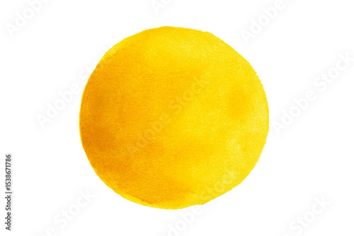 Bright yellow watercolor sun illustration on a transparent background
