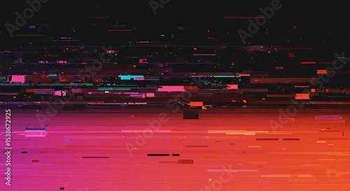 Abstract digital glitch art background with vibrant colors and horizontal lines