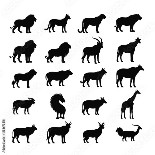 African safari animals silhouette collection