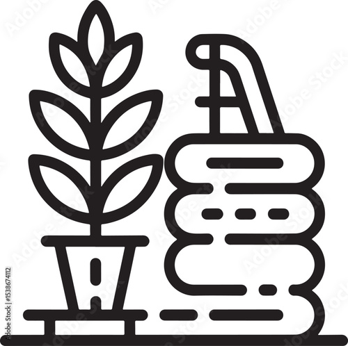 Watering plant for growth :A simplified vector graphic portrays the simple act of watering plant, conveying a sense of nurturing growth and vitality.