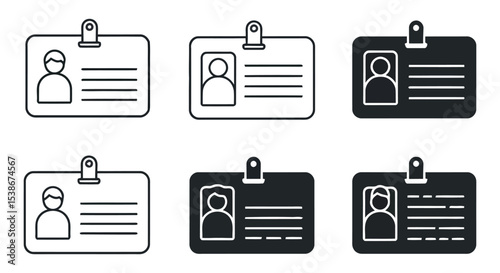 Identification badge icons for office security and personal identification design vector illustration