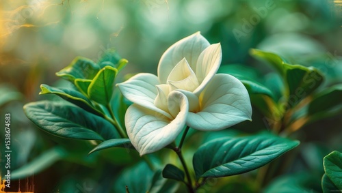 The gardenia flowers are blooming beautifully and emitting a lovely fragrance.