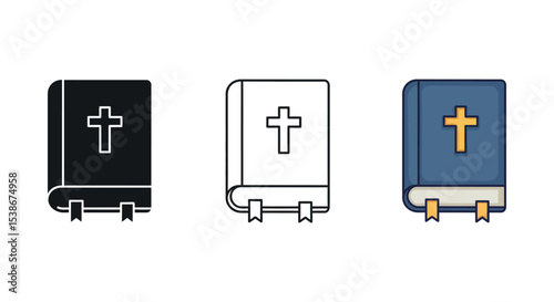 Biblical book icon set for religious design and education vector illustration