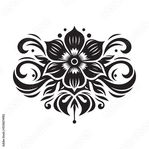 flower silhouette, editable vector image