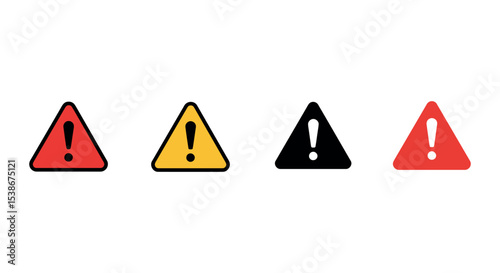 Colorful warning sign set for safety and caution awareness vector illustration