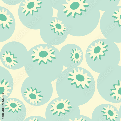 Seamless pattern with green blueberries in pastel colors on yellow background.  Simple wallpaper, print, fabric, card, texture. 