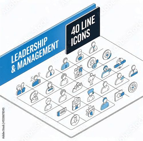 Leadership and management Line Editable Icons set 