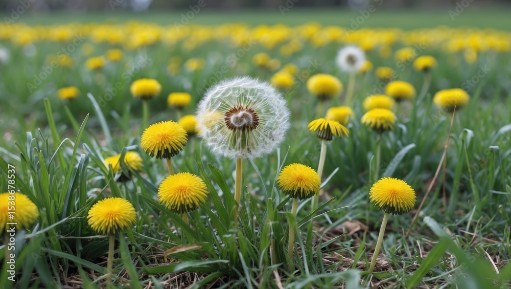 Obraz premium How to Recognize Common Dandelions in Various Grasslands