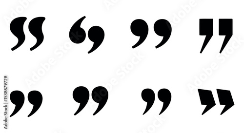 Variety of quotation mark styles for typography design and editorial projects vector illustration