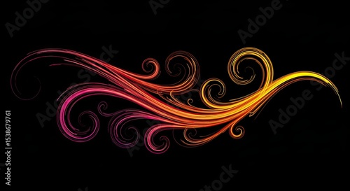 Abstract flowing swirls with gradient colors against a black background design