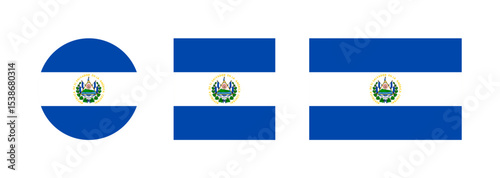 
El Salvador flag PNG vector. El Salvador square and round icon isolated on transparent PNG background. El Salvador flag icon.