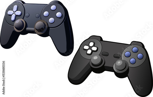 Realistic black console game controller. 3d rendering isolated on white background