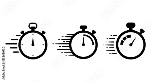 Dynamic stopwatch icons representing speed and time management concepts vector illustration