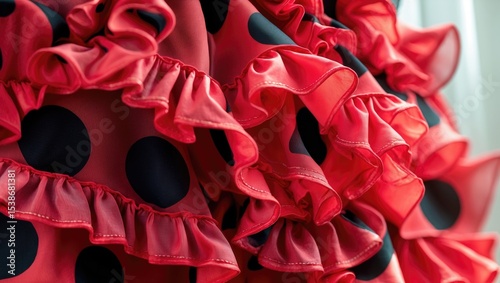 Wallpaper Mural Close-up of a flamenco dress with red color, featuring typical Spanish black polka dots for Seville feria. Torontodigital.ca