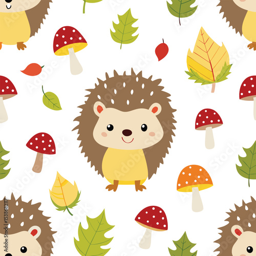 Hedgehog and mushrooms