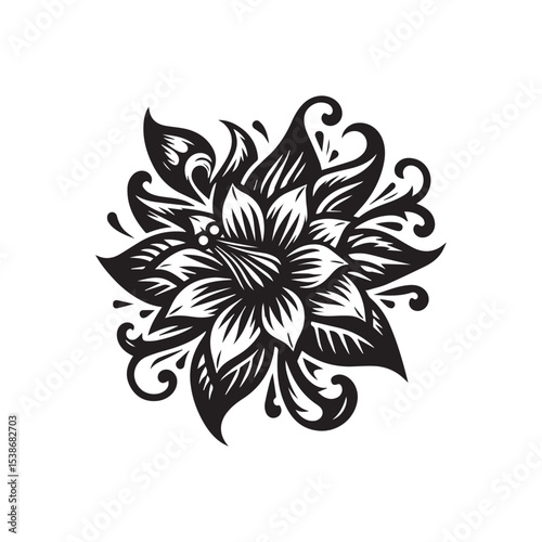 flower silhouette, editable vector image