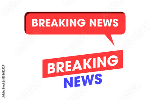 Breaking News Graphic: An impactful visual presentation with bold red and blue text, announcing "Breaking News" through eye-catching designs, ideal for immediate information delivery.