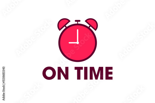 Punctual Precision: A vibrant illustration of an alarm clock, coupled with the phrase "ON TIME," conveys the essence of promptness and efficient time management.