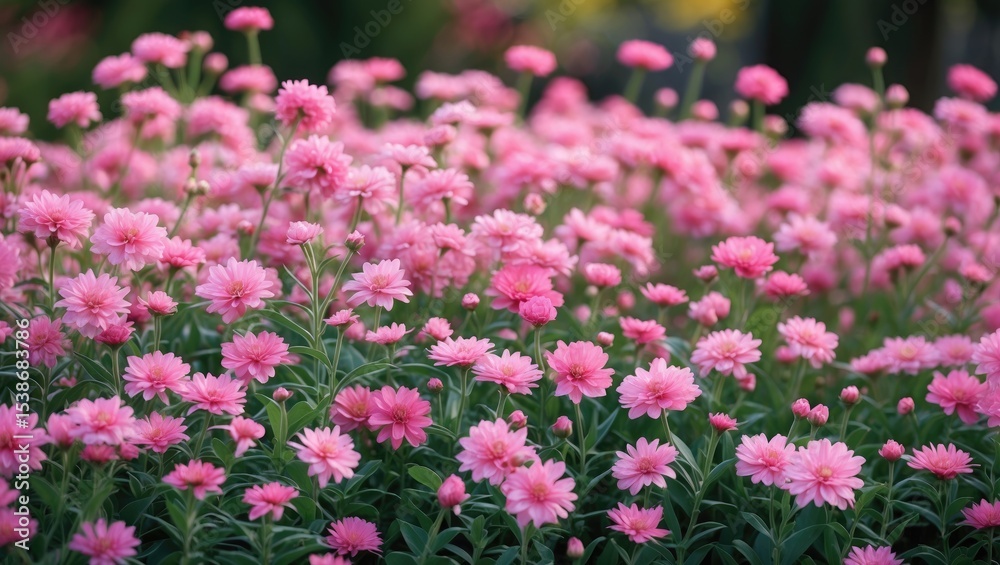 Obraz premium Detailed view of a vibrant pink flower-filled garden