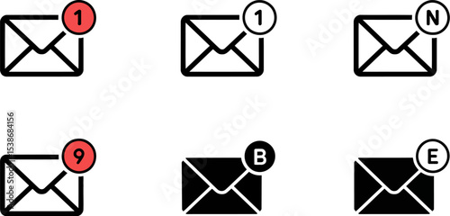 Email notification icon set vector illustration message inbox unread mail symbol communication design graphic editable stock vector illustration