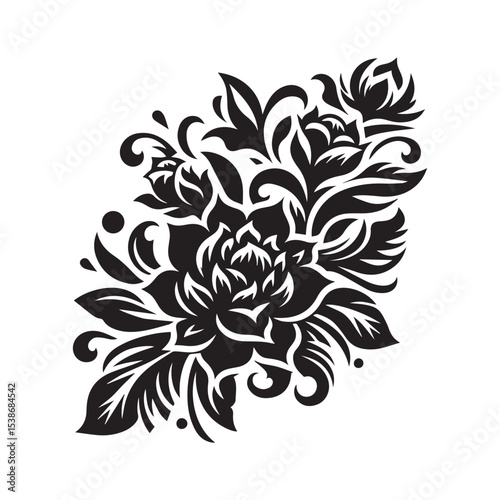 flower silhouette, editable vector image
