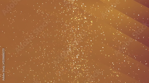 Gold glitter particles on a warm brown background.