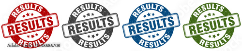 results stamp. results round stamp set isolated on white background