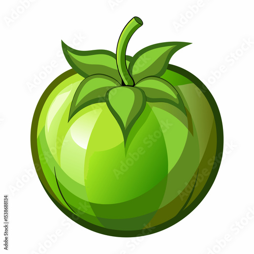 Illustration of a green tomato a fresh and unripe vegetable perfect for culinary themes healthy eating or garden related projects isolated on white background