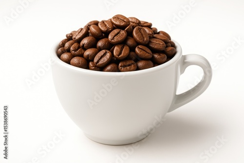 A single coffee seed displayed in a cup against a plain white backdrop