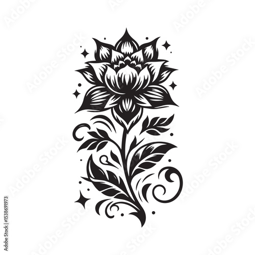 flower silhouette, editable vector image