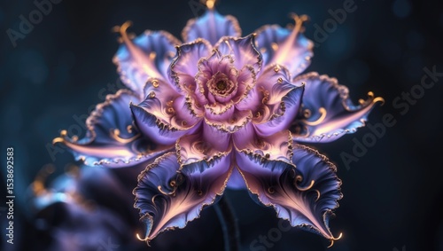 Fractal image of a stunning and intricate delicate flower. photo