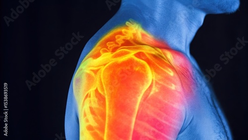 Thermal image showing a shoulder with heat distribution patterns.