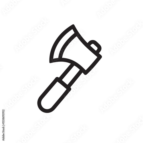 Minimalist Axe Icon Line Art Vector Illustration.
