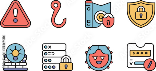 Understanding cybersecurity threats and protection: a guide to staying safe online and data protection editable stock vector illustration