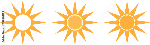 Sun. Yellow icon on white background. Vector illustration. Sun icon in simple style background.on a white 