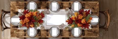 Elegant Thanksgiving Table Setup With Editable Place Cards and Fall Floral Arrangements for Festive Gatherings