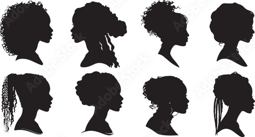 African American Woman Silhouette Hairstyles Collection.